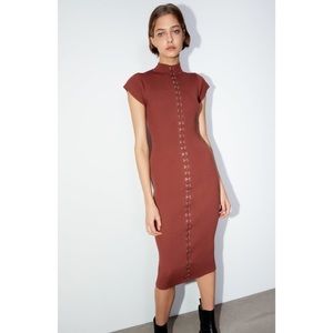 ZARA Hook and Eye Knit Dress Marsala